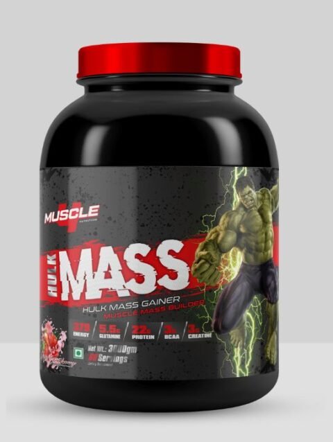 Muscle 4 Nutrition Hulk Mass Gainer Milk Strawberry, 3000gm