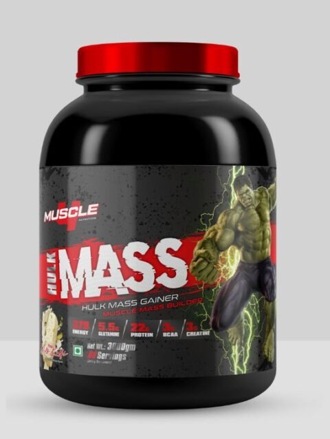 Muscle 4 Nutrition Hulk Mass Gainer Pista Milk Kulfi, 3000gm